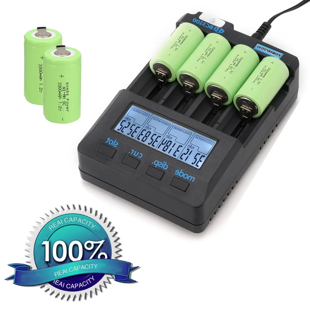Российский продавец! Anmas power 24 шт. sub c SC батарея Ni-Cd аккумуляторная 3300mh с tab-зеленый