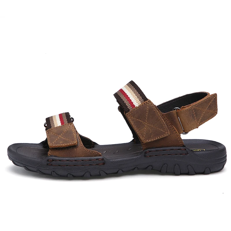 Мужские сандалии из натуральной кожи большие размеры 45 летние мужские шлепанцы с