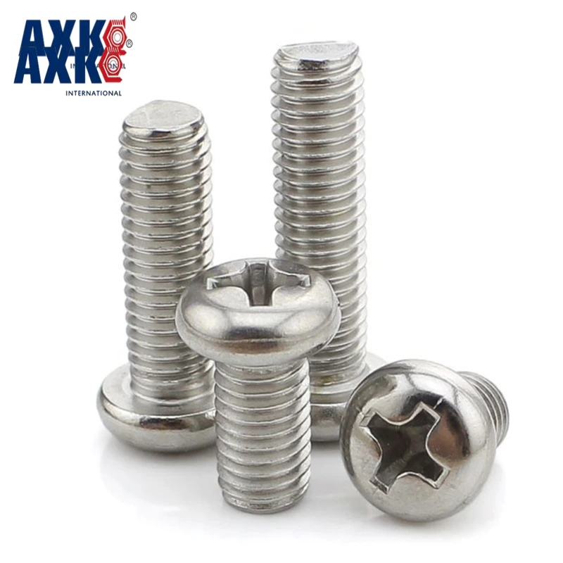 AXK 50Pcs M2 M2.5 M3 M4 ISO7045 DIN7985 GB818 Stainless Steel Cross Recessed Pan Head Screws Phillips Bolts | Обустройство дома