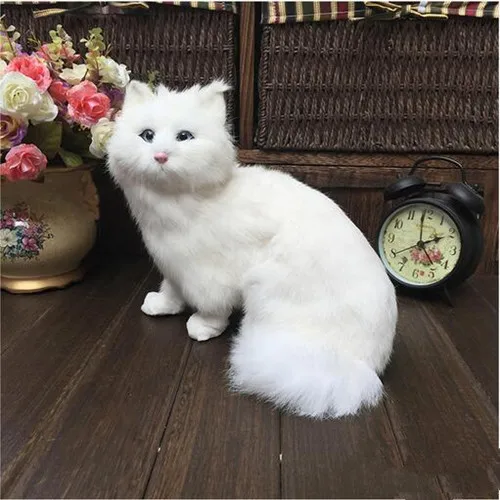 1 шт. Сладкий Искусственный мех сделано кошки игрушка, белый персидский кот котенок киска кошка, куклы декорации и подарки на день рожденья для детей девочек