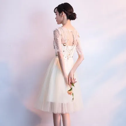 

2018 new stock plus size women pregnant wedding party Bridesmaid Dresses champagne sexy half sleeve cheap dresses JYX-0898XD