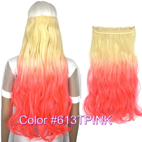 613T PINK TOPREETY термостойкие синтетические волокна волнистые 5 клипы на клип в наращивание волос эффектом деграде(переход от темного к цвета - Цвет: 613T PINK