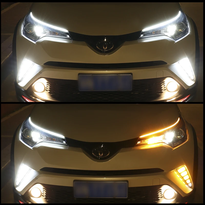 OKEEN 2x тонкий гибкий DRL Switchback светодиодный светильник Knight Rider с полосками для головы, светильник с последовательным плавным янтарным сигналом поворота, светильник s