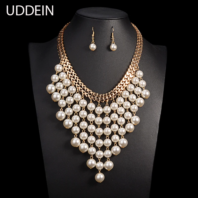 UDDEIN многослойный Ювелирный Комплект с подвеской и жемчугом свадебные аксессуары