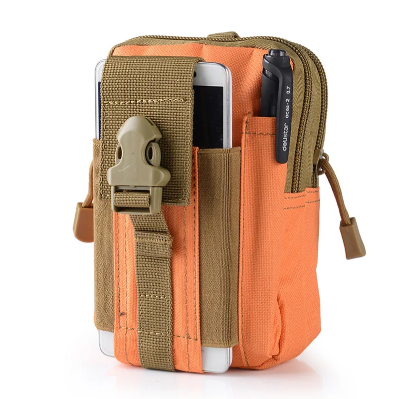 Orange Военная поясная Сумка Molle Camo, водонепроницаемая нейлоновая многофункциональная Повседневная Мужская поясная сумка, Мужская маленькая сумка, мобильный чехол для телефона - Цвет: Orange
