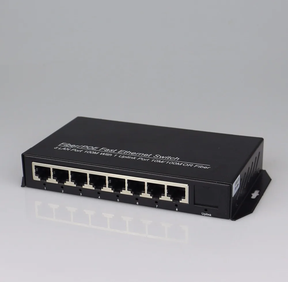 1 порт 1000 Мбит/с SC волокно и 8 портов RJ45 Быстрый Ethernet волоконный коммутатор одномодовый медиаконвертер 20 км|rj45