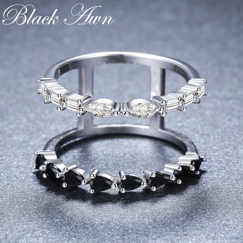 Женское кольцо из серебра 2019 пробы с черной шпинелью | Украшения и аксессуары