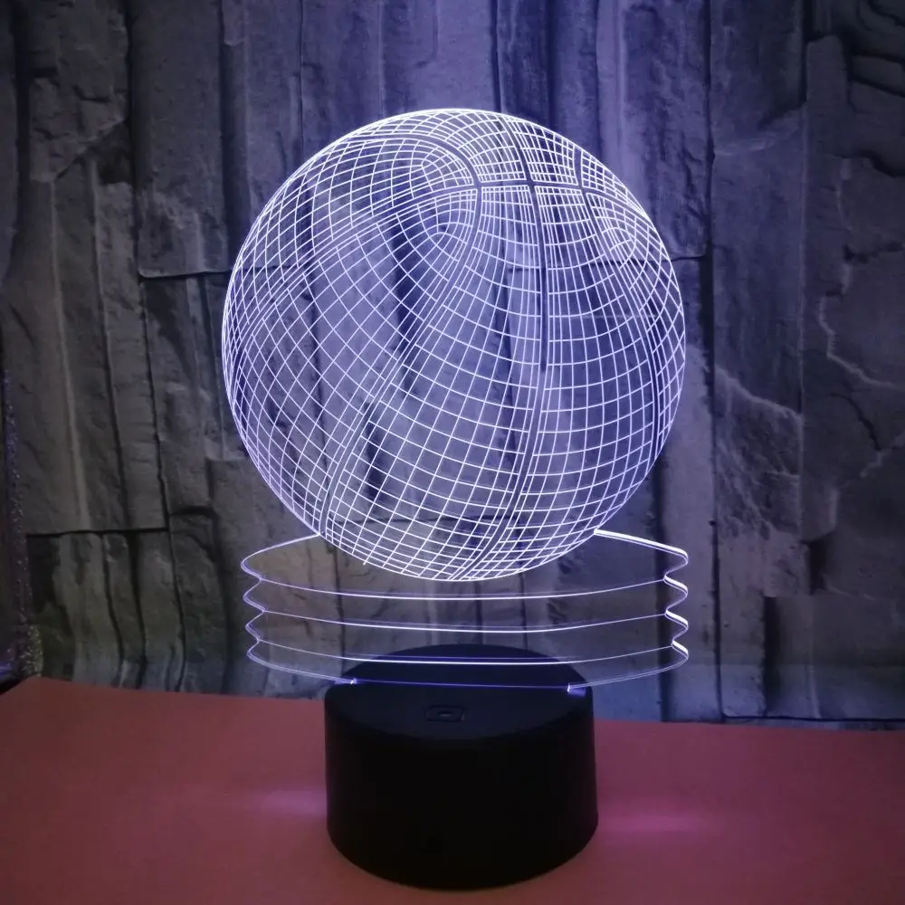 3d лампа для баскетбола с трещинами светодиодный ночник изменением 7 цветов