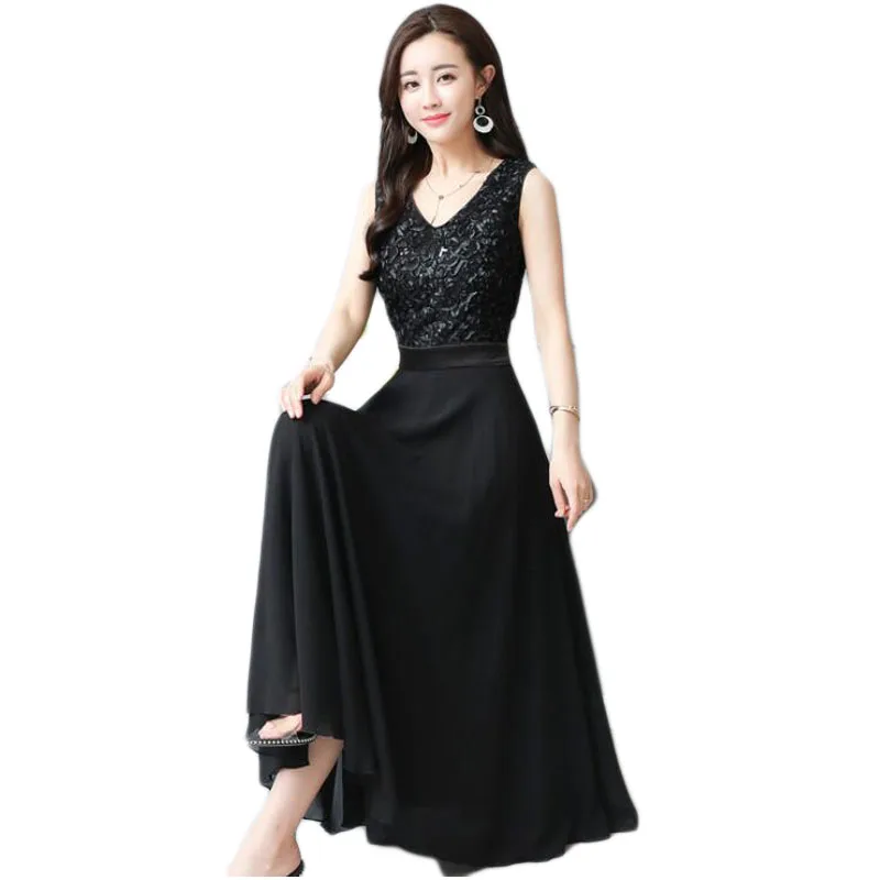 Женское шифоновое платье с широкой юбкой длинное Приталенное кружевное большого