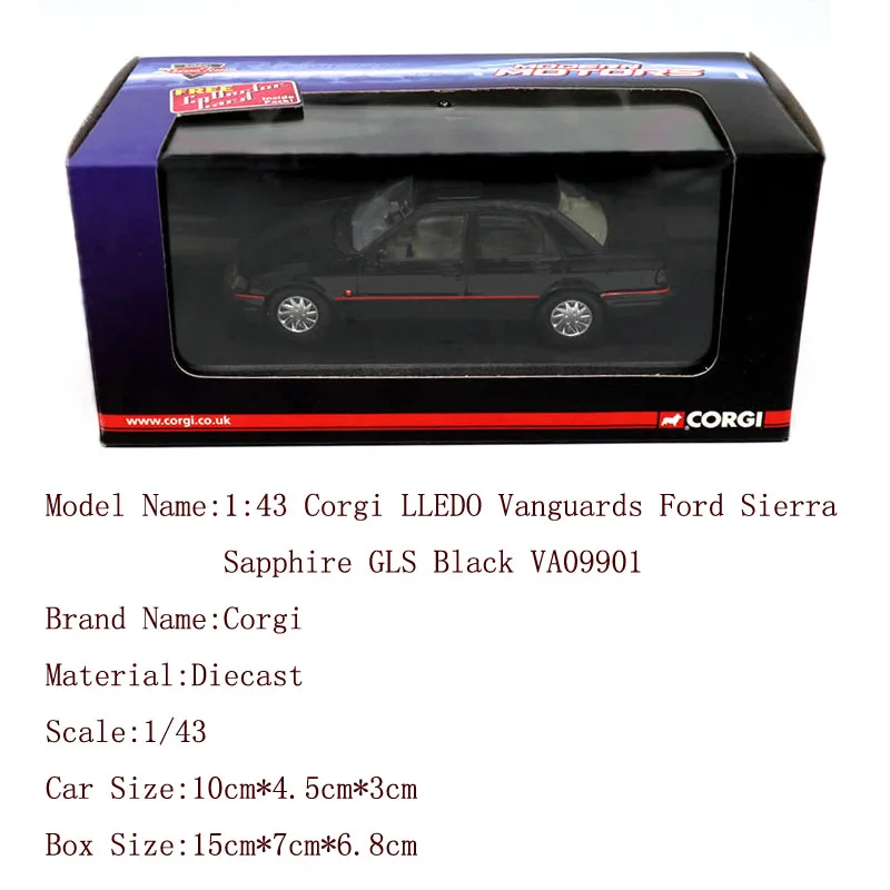 Черный 1:43 Масштаб корги LLEDO Vanguards детали, Ford Sierra сапфир GLS VA09901 литье под давлением модели игрушки автомобиль включает сертификат Черный - Цвет: Черный