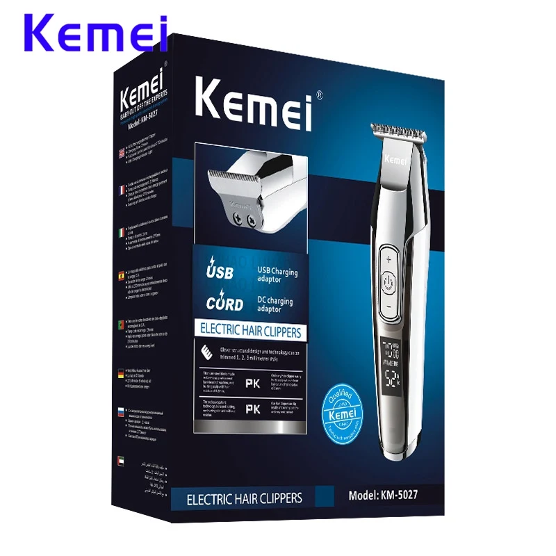 Kemei Парикмахерская профессиональная машинка для стрижки волос KM 5027 ЖК дисплей 0
