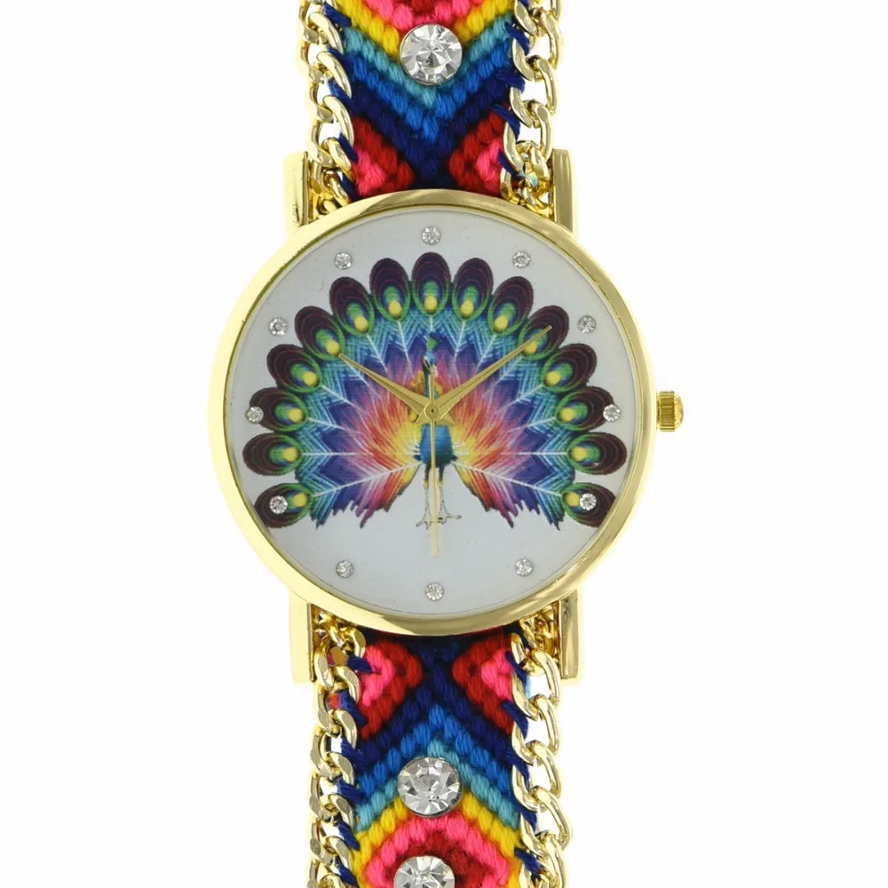 100 шт./лот 3D Стильные Плетеные часы с веревкой модные женские ремешком из ленты