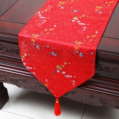 red colorful flower Рождественская печатная настольная дорожка атласная Декоративная скатерть Современная кофейная чайная скатерть Прямоугольный Обеденный стол коврик - Цвет: red colorful flower