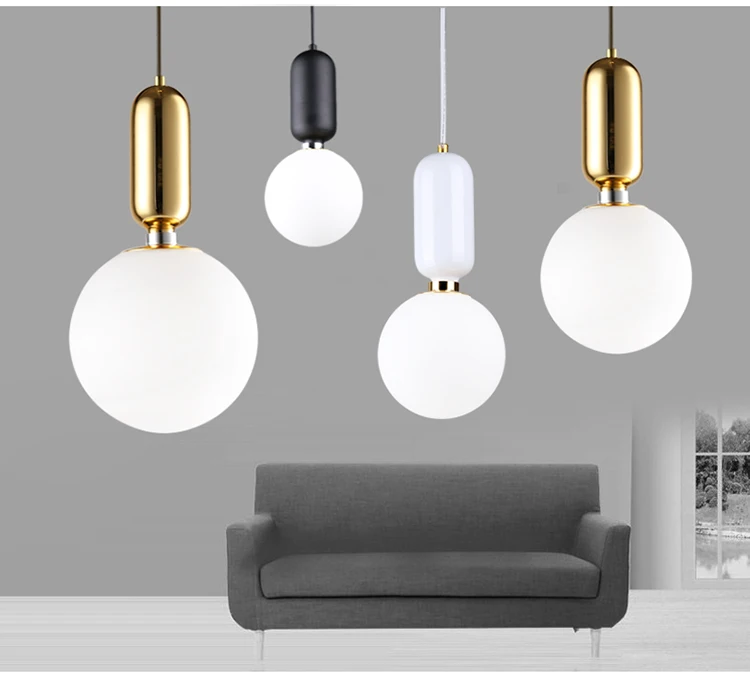 

Post modern glass ball led pendant lamp vintage pendant light frosted glass ball hanging light white/ black/gold