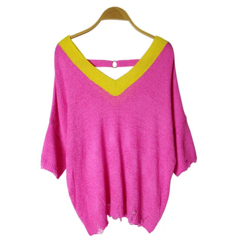 2017 Осень Новая мода Глубокий V образным вырезом вязаный женский свитер