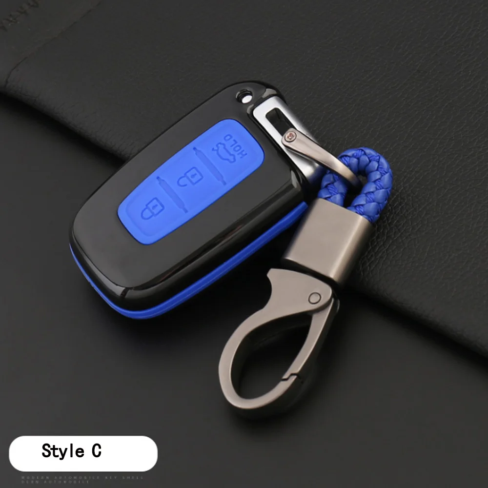 Корпус из углеродного волокна + силиконовый чехол для ключей от машины Hyundai Equus