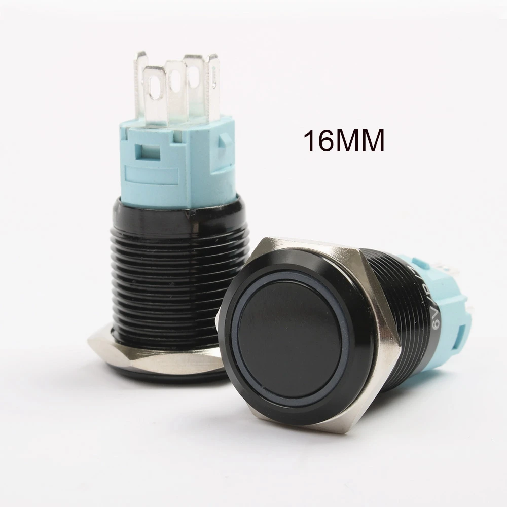 Металлическая кнопка 16 мм переключатель с плоской головкой из оксида алюминия