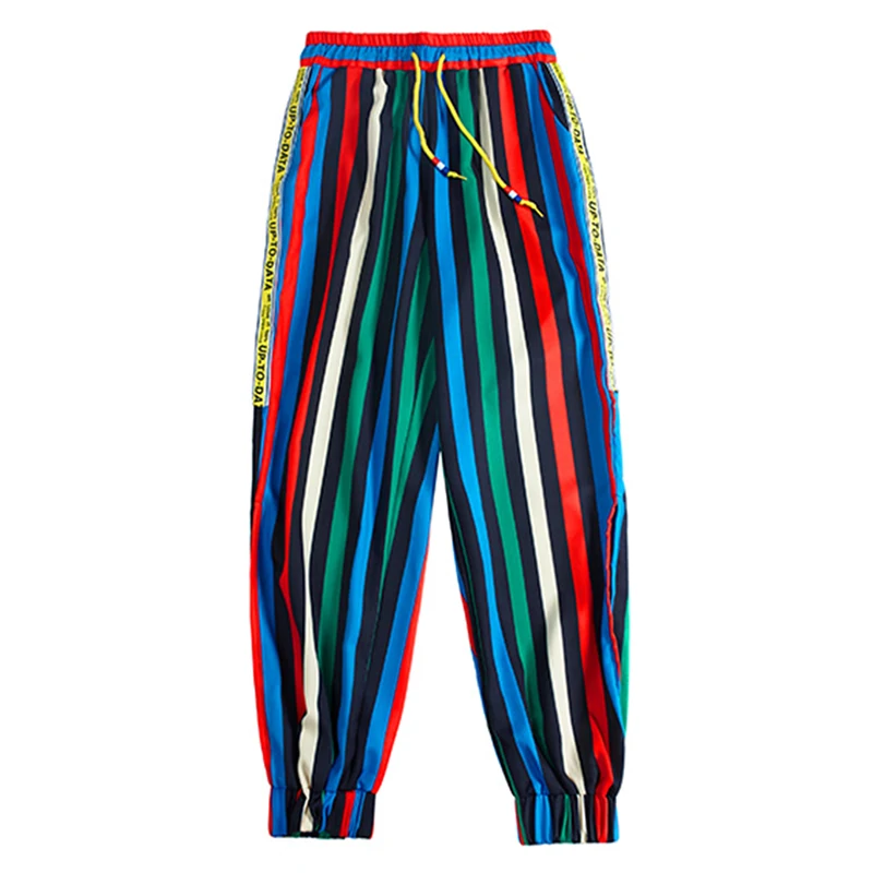 Trytree лето осень Для женщин Повседневное полосатый панелями свободные штаны