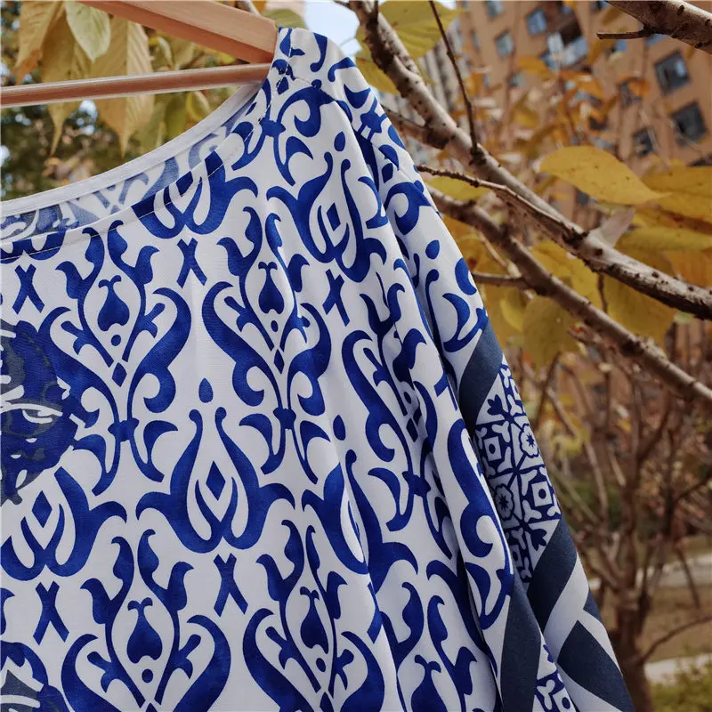 Женское пляжное платье-туника Голубое Платье макси с рукавами летучая мышь