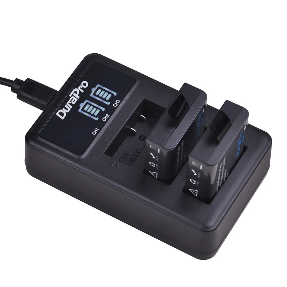 2 аккумулятора для камеры 1180 мАч PG1050 SJ4000 + зарядное устройство с 3 USB-портами и