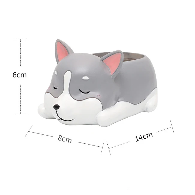 Husky Милый мультфильм Животные цветочный горшок Смола щенок мульти-мясо цветочный горшок суккулент кашпо горшки домашний сад двора украшения бонсай подарок - Цвет: Husky
