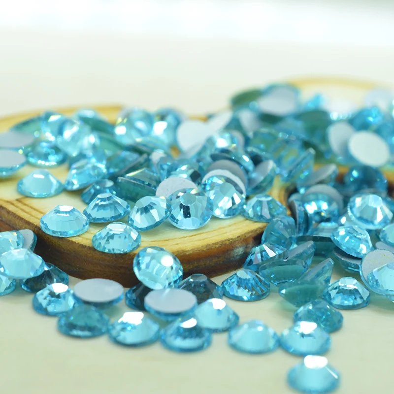 Аквамариновые плоские задние Стразы для нейл-арта клей на кристаллах/Стразы без