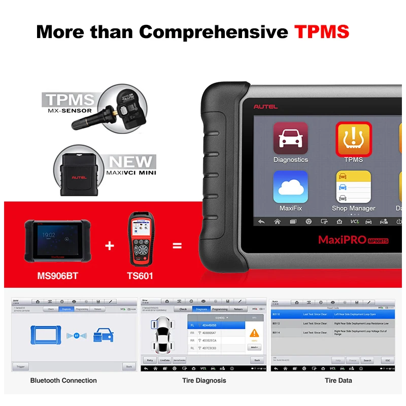 Autel MaxiPRO MP808TS OBDII Автомобильный диагностический инструмент OBD2 сканер OBD 2 код ридер как DS808 добавить TPMS Функции PK MS906