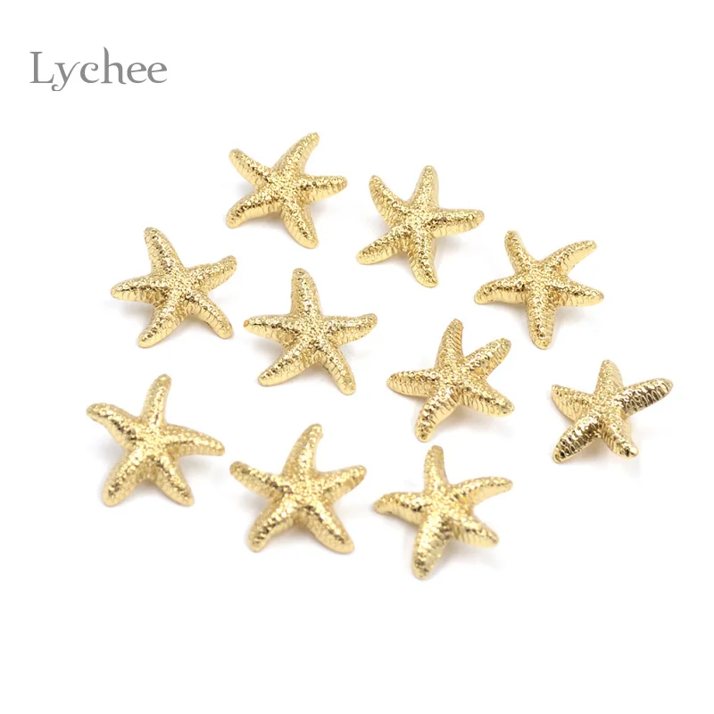 Lychee Life 10 Pieces/Lot Metal Sewing Button Scrapbooking Sea Series Glittering Starfish Seashells Jeans Buttons Decorative | Дом и сад