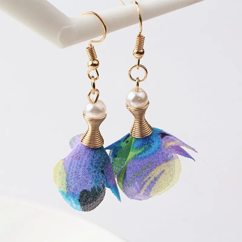 Мода 10 шт выбор цветов кисточка фурнитура Шелковый цветок Шарм для DIY серьги