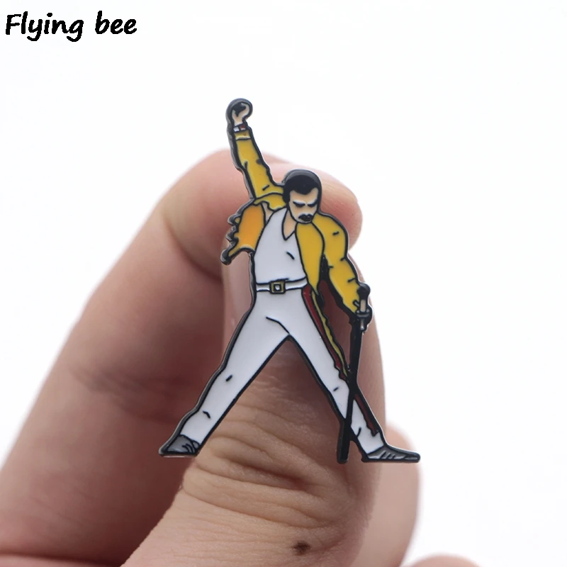 Flyingbee Фредди Меркурий брошь рок стиль эмаль булавки для женщин мужчин значок для рюкзака шапка личность булавка Шарм ювелирные изделия X0136
