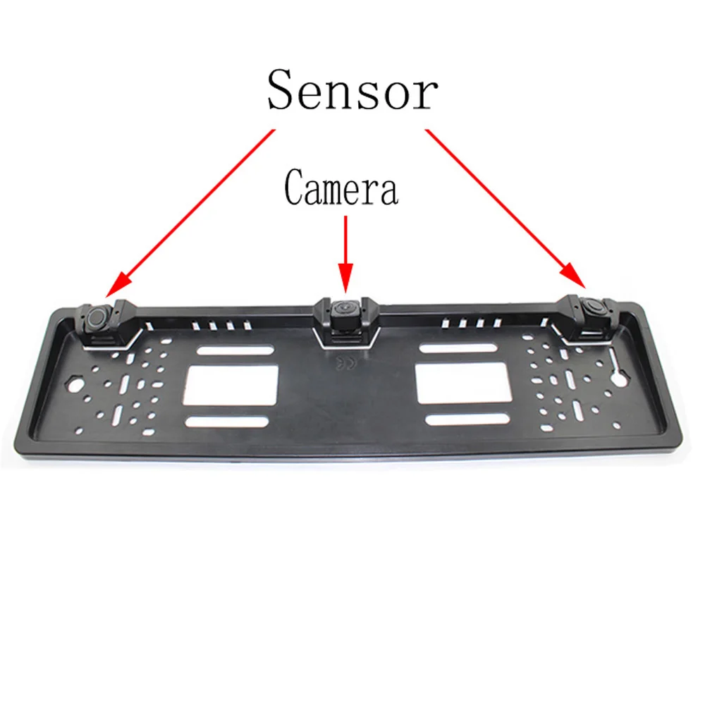 Car LED reversing radar parking sensor system with 3 ultrasonic sensors on the frame of EU plate | Автомобили и мотоциклы