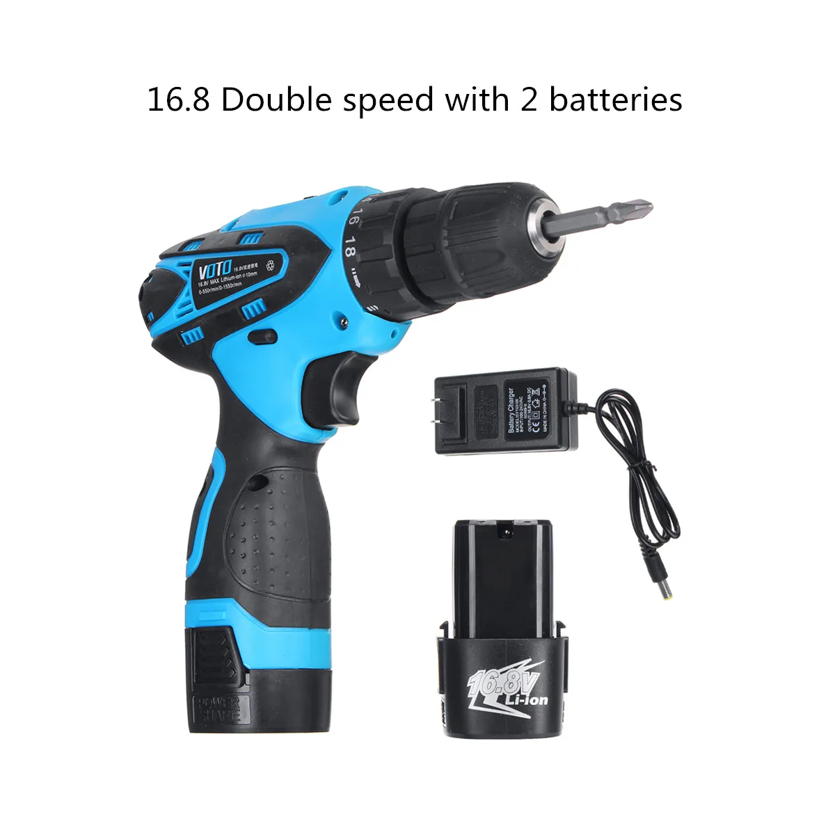 16.8 Double 2battery 21 в 16,8 в 12 В Электрическая отвертка аккумуляторная дрель Двойная скорость литиевая аккумуляторная ударная отвертка бытовые электроинструменты - Цвет: 16.8 Double 2battery