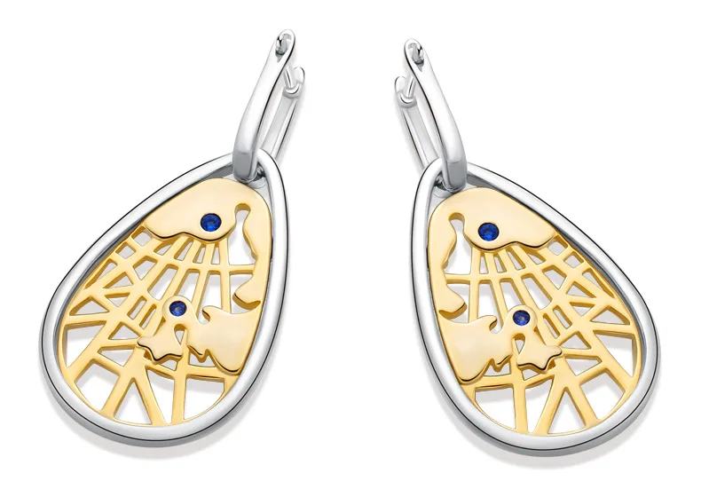 925 стерлингового серебра 14 K желтая позолоченная круглая Висячие серьги для женщин 925 серебро Карта Серьги сережки-гвоздики, Ухо Ювелирные изделия