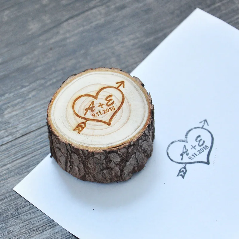 Настраиваемый штамп с инициалами и датой персонализированный деревянный столб