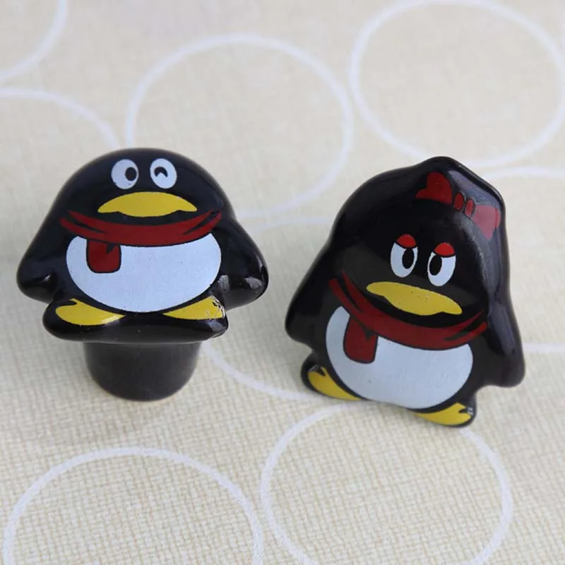 Мультяшные керамические детские ручки черные фарфоровые QQ для ящиков шкафов