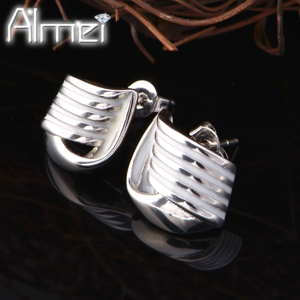 Almei скидка 15% модные корейские новые 2017 серьги гвоздики с кубическим цирконием