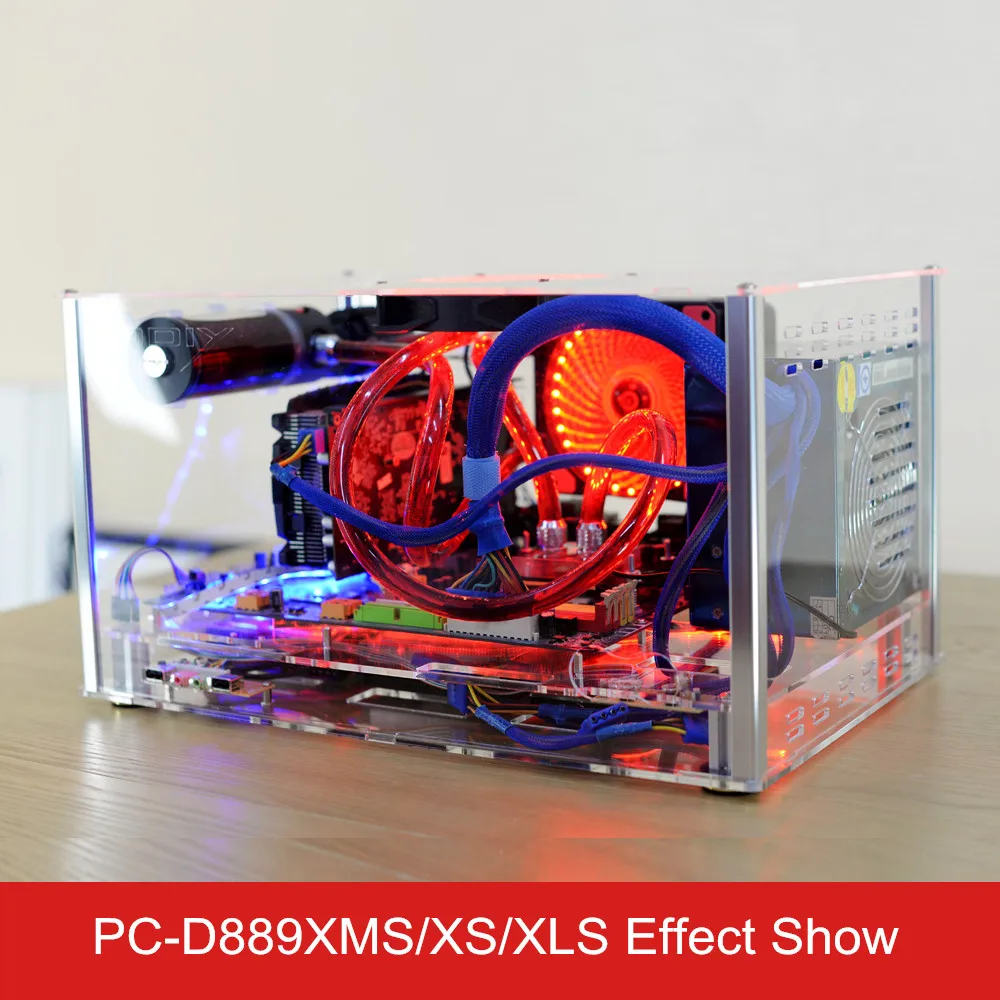 Qdiy PC D889XLS персонализированные Горизонтальное E ATX HTPC акриловый прозрачный
