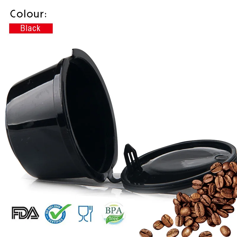 black Многоразового Reusab Dolce Gusto Plsatic Кофе капсула кафе kahve Многоразовые Совместимость Кофе фильтр reutilizable - Цвет: black