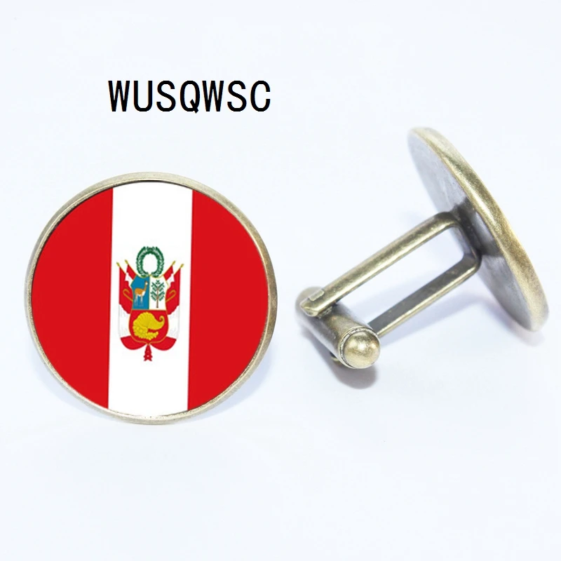 WUSQWSC Запонки Красный флаг Перу оптовая продажа дизайнерский медный материал и