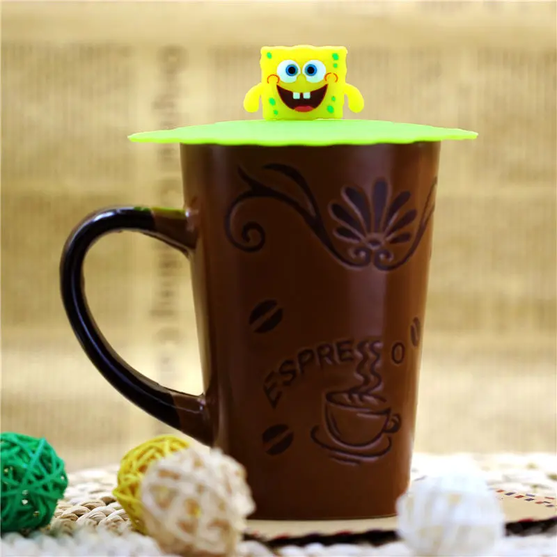 Симпатичная мультяшная силиконовая крышка для чашки напитков с присоской кофе и