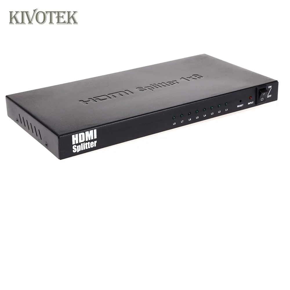 

KIVOTEK HDMI Splitter 1x8 split Hdmi 1 to 8 splitter adapter,Support CEC,DTS-HD/Dolby-trueHD/LPCM7.1/DTS/Dolby-AC3/DSD