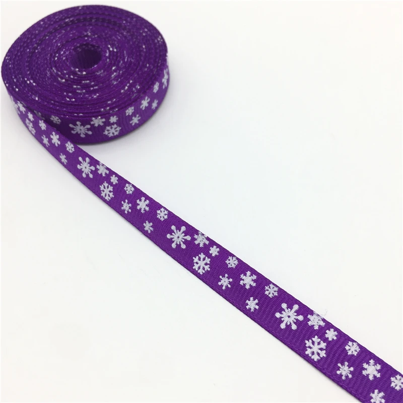 5 ярдов 3/"(10 мм) принт Снежинка Grosgrain лента для ремня Подарочная упаковка свадебные украшения Рождественские принадлежности#51-60