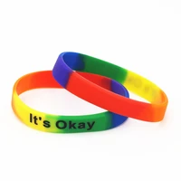1pc hot sale fashion rainbow colour pride silicone wristband its okay silicone bracelet bangles women men gift jewelry sh172