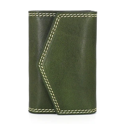 Green Кошельки для ключей из натуральной кожи, женский мини-кошелек, ретро чехол для ключей, мужской кошелек, винтажный держатель для ключей, брелок для ключей из воловьей кожи, держатели для карт - Цвет: Green