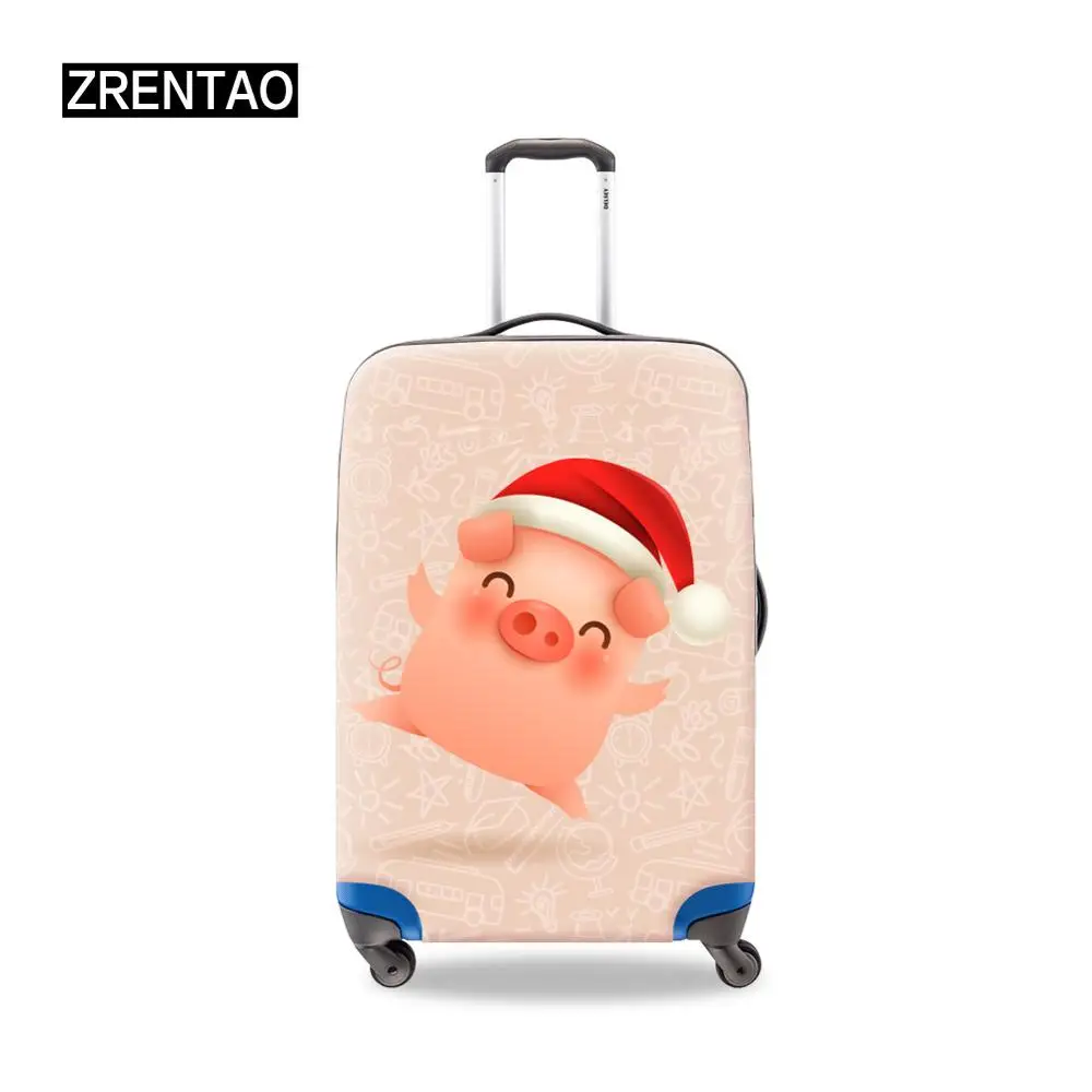 

Чехлы для путешествий женские, эластичные чехлы на молнии с принтом Happy Pig, розовые/красные/зеленые, Размеры S M L XL, из спандекса, защитные чехл...