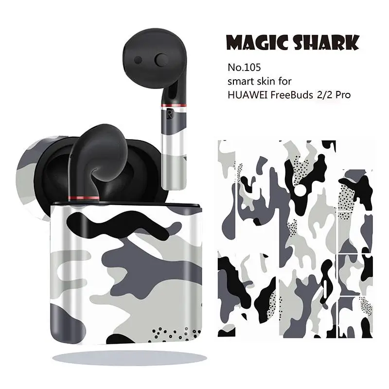 Magic Shark Army Military 19 типов модный ПВХ чехол самоклеящаяся оберточная бумага-пленка для HUAWEI Freebuds 2 2 Pro 086-105 - Цвет: 105