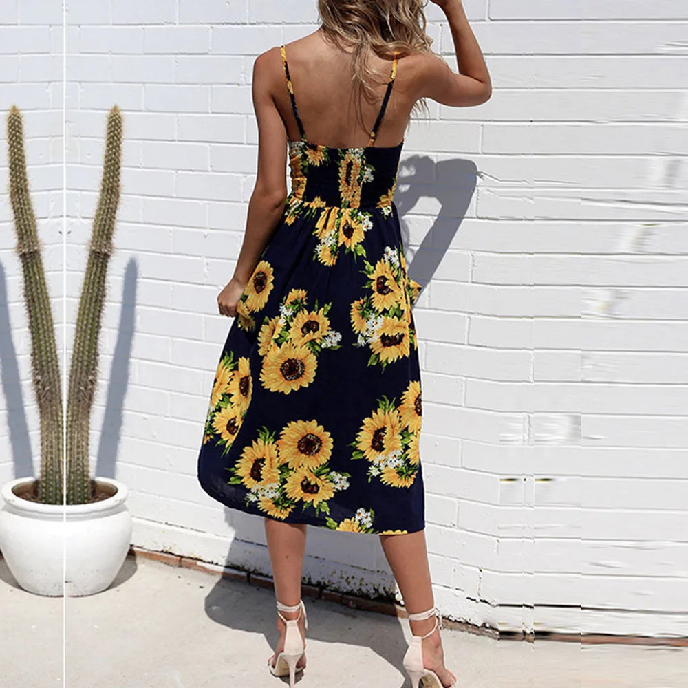 Летнее женское платье 2019 винтажное сексуальное богемное Цветочная Туника пляжное сарафан Полосатое