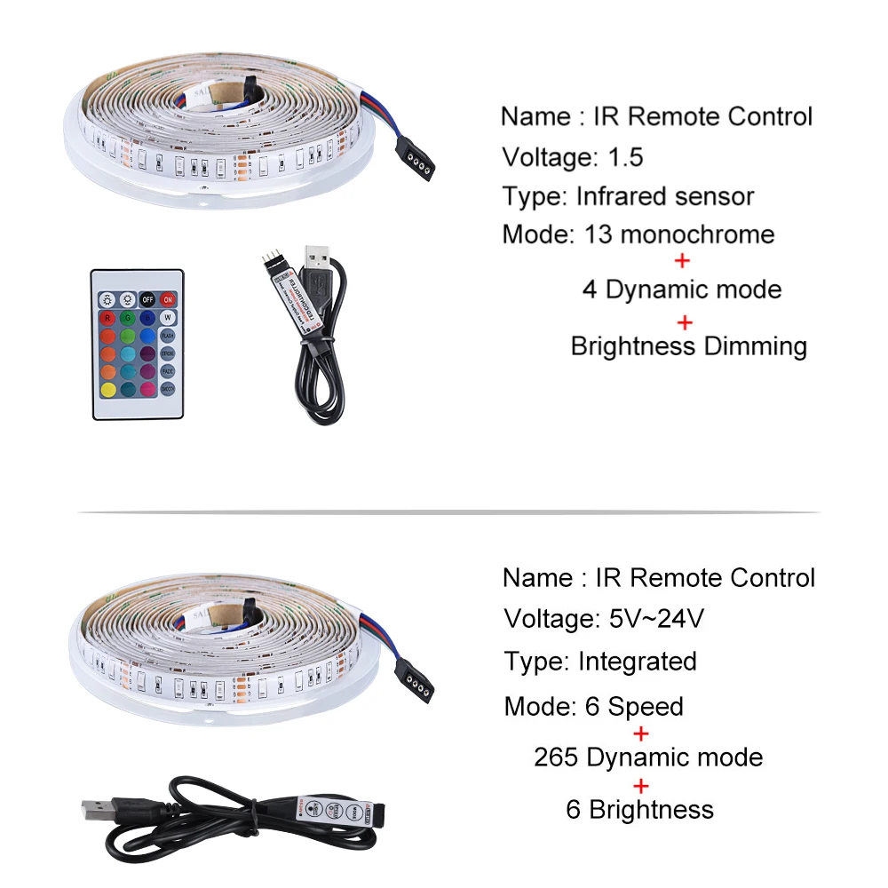 USB Светодиодная лента светильник для ТВ фоновый ing SMD2835 RGB DC 5 в 50 см 1 м 2 3 4 с RF ИК