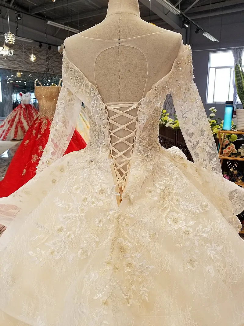 LS33441 свадебное платье с рукавамиЛонг Иллюзия рукавом нарядное Круглая горловина