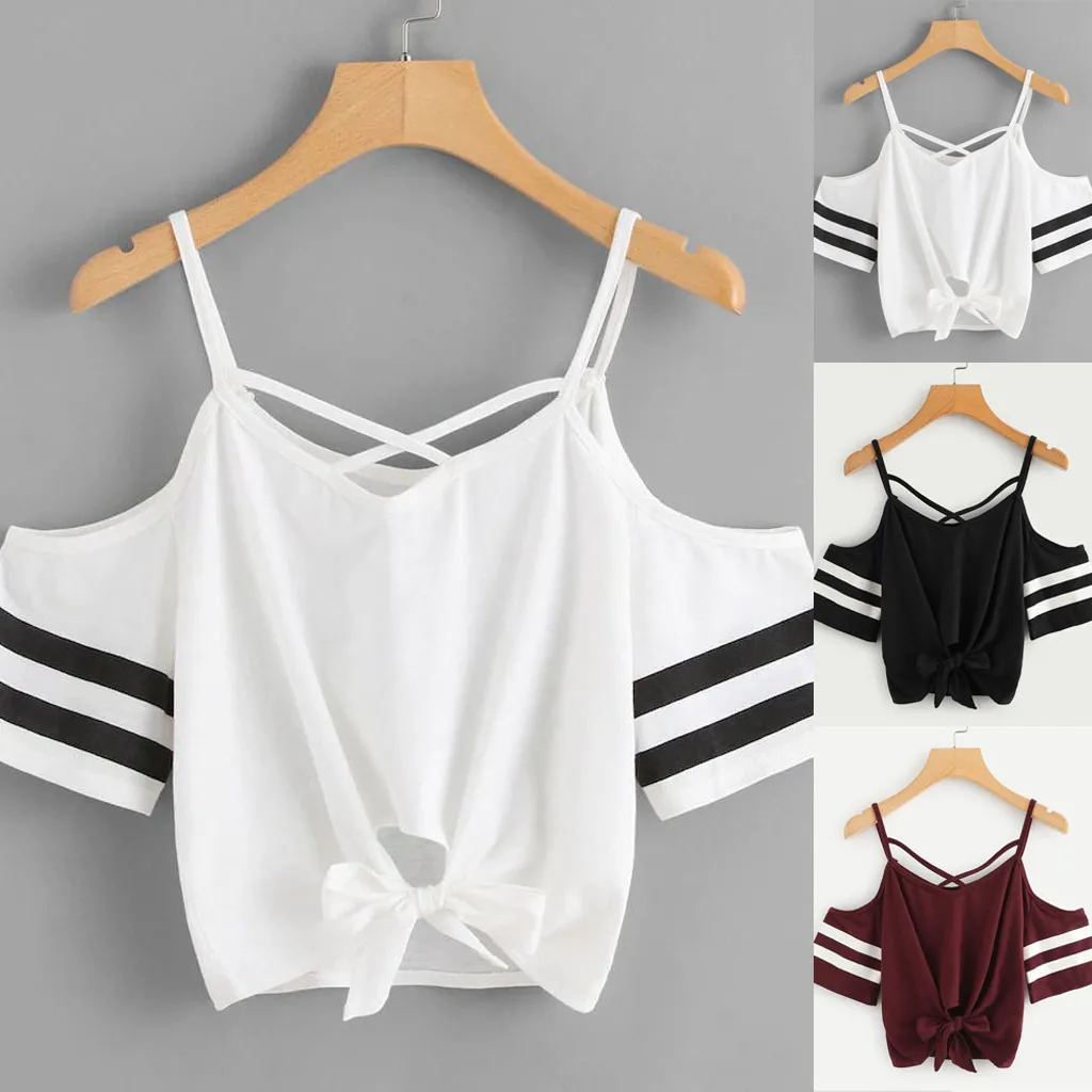 Женская Повседневная футболка с открытыми плечами Modis праздничная ажурная